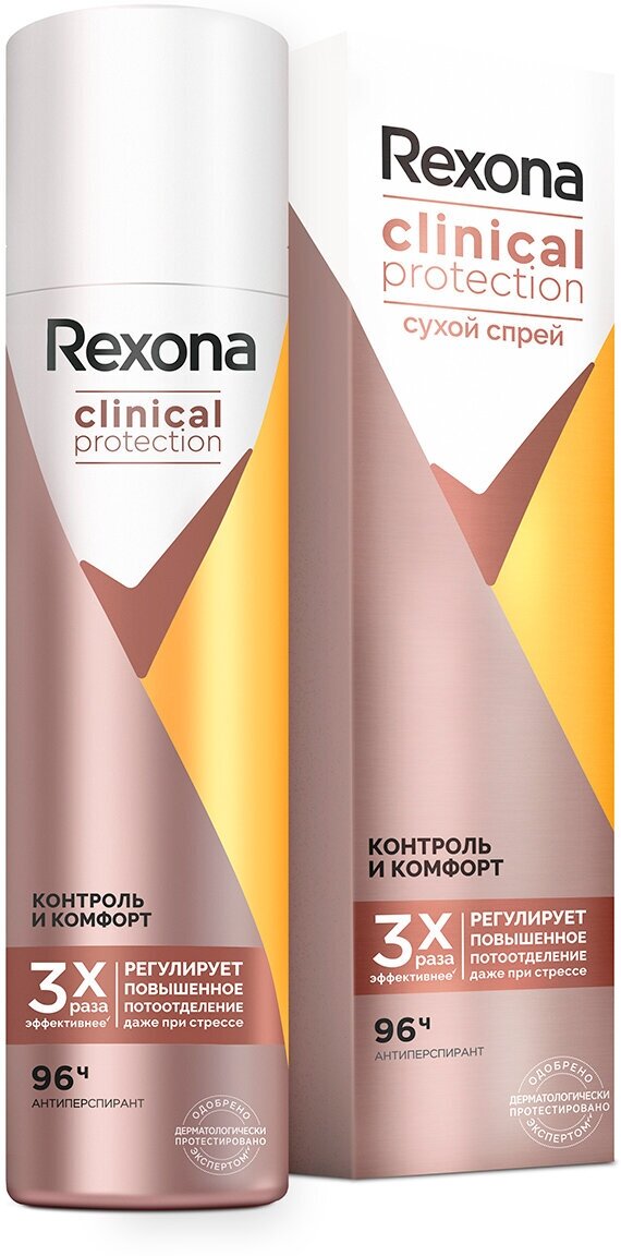 Rexona Дезодорант-антиперсперант Clinical Protection Контроль и Комфорт, спрей, 150 мл, Rexona