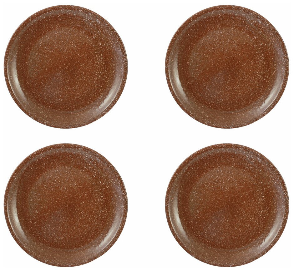 Набор из 4-х тарелок, плоская d24см, h2,5см (мрамор коричневый)