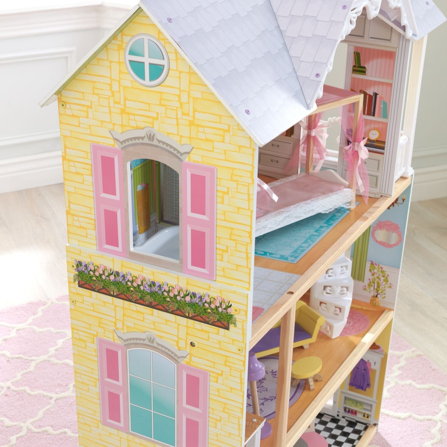 Трехэтажный дом из дерева для Barbie (Барби) KidKraft Кайли (Kaylee, 65251) с мебелью 10 предметов - фото №5