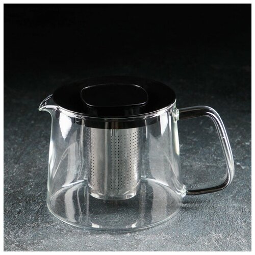 Чайник стеклянный заварочный Локи 14 л с металлическим ситом цвет чёрный 1928₽