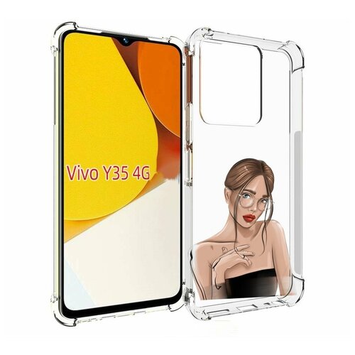 Чехол MyPads девушка-в-очках-с-красивыми-глазами женский для Vivo Y35 4G 2022 / Vivo Y22 задняя-панель-накладка-бампер