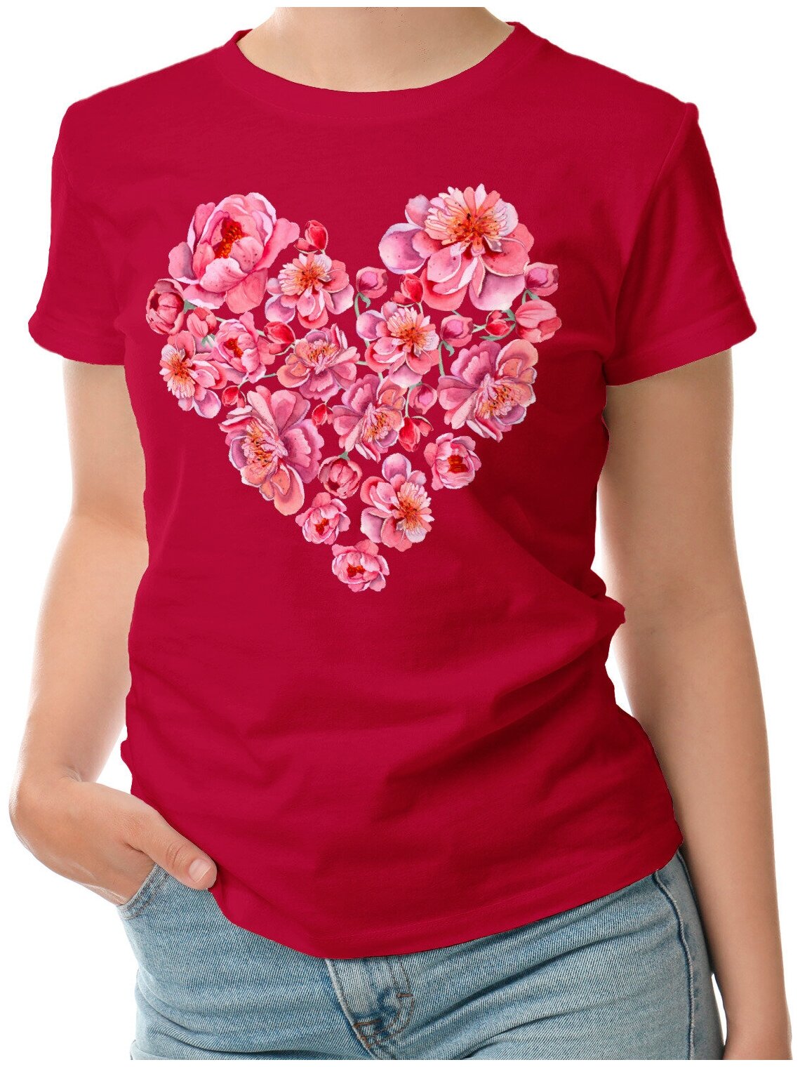 Женская футболка «Пионовое сердце» (S 