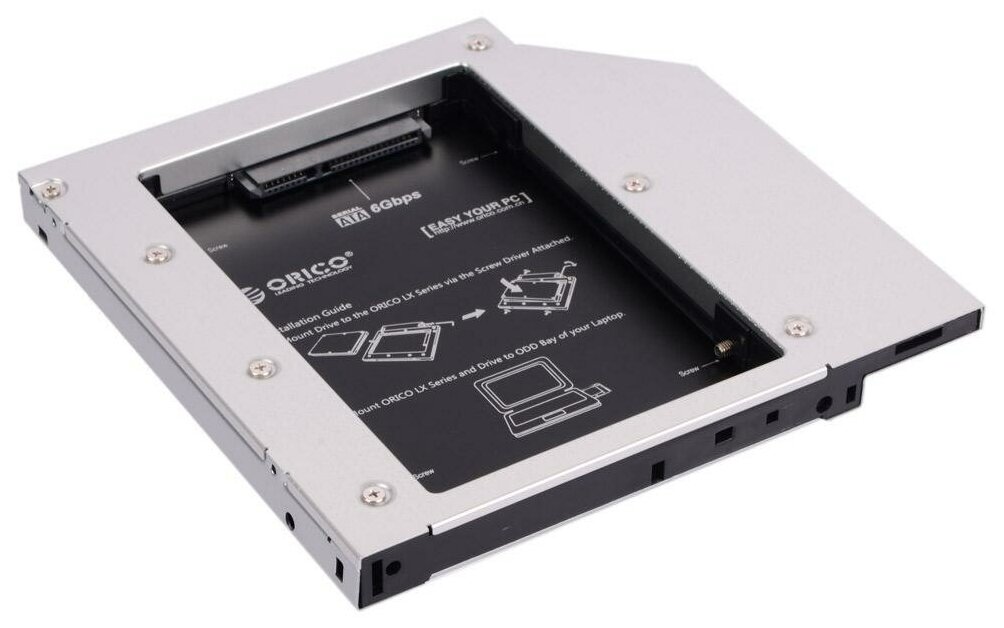 Салазки Orico L127SS для замены привода в ноутбуке 12.7мм на 2.5" HDD/SSD SATA3 - фото №3