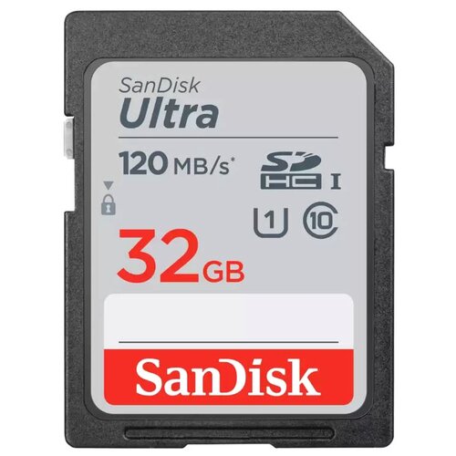 Карта памяти SanDisk Ultra SDHC Class 10 UHS-I 120MB/s 32 GB, чтение: 120 MB/s