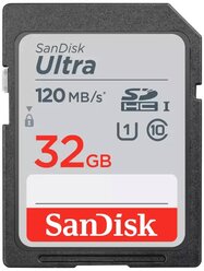 Карта памяти SanDisk Ultra SDHC Class 10 UHS-I 120MB/s 32 GB, чтение: 120 MB/s