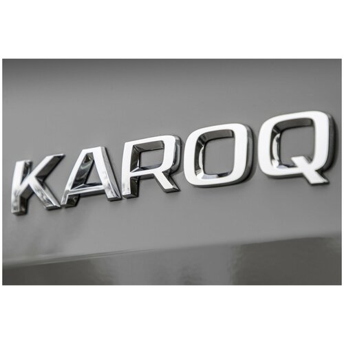 Шильдик надпись KAROQ / карок хром на трафарете металл 153х21мм