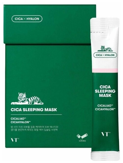 Ночная маска с центеллой азиатской для проблемной кожи 30 шт Cica Sleeping Mask, VT cosmetic, 30шт, 8809695670312