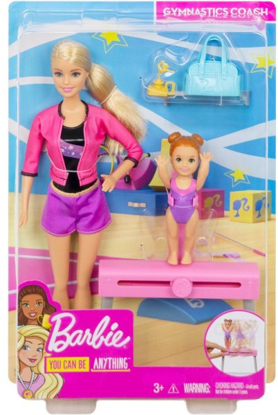 Barbie Кукла Спортивная карьера Тренер по гимнастике блондинка 28 см и 10 см, FXP39