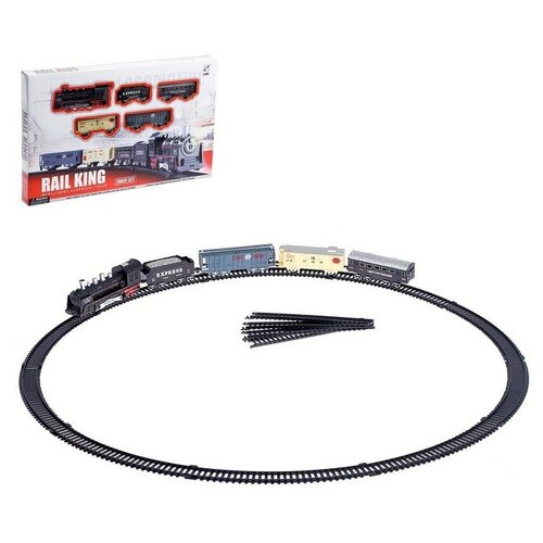 Железная дорога Грузовой состав свет и звук работает от батареек 2093₽