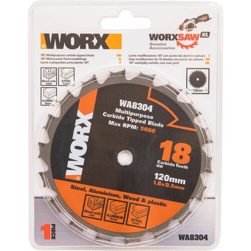 Пильный диск универсальный WORX WA8304, 120х1.8х9.5 мм пильный диск worx wa5048 115х1 6х9 5 мм алмазный