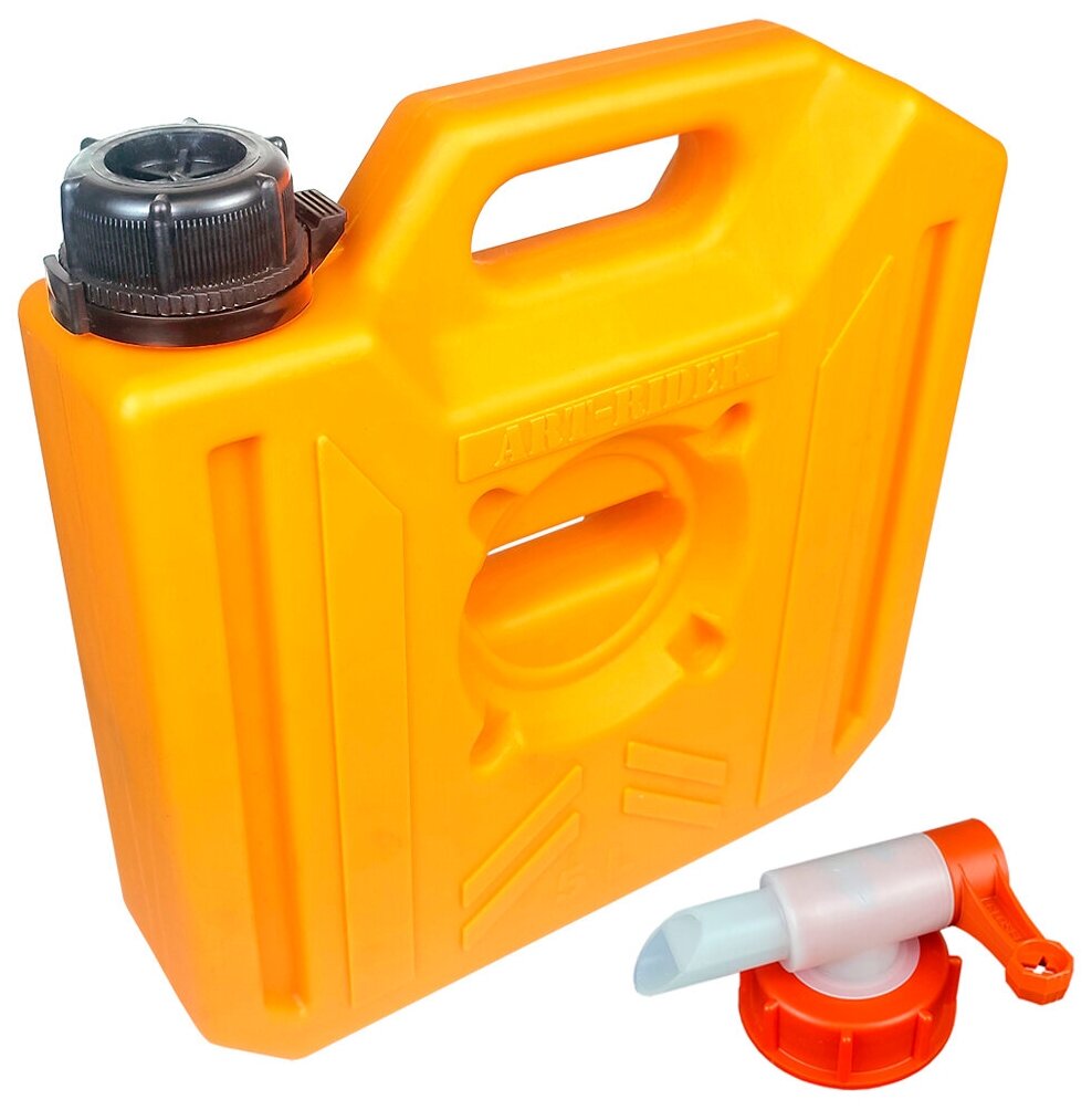 Канистра экспедиционная плоская для воды ART-RIDER 5 литров оранжевая с краном - фотография № 4