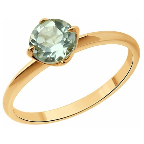 Кольцо Diamant, красное золото, 585 проба, празиолит, размер 17 бусы празиолит