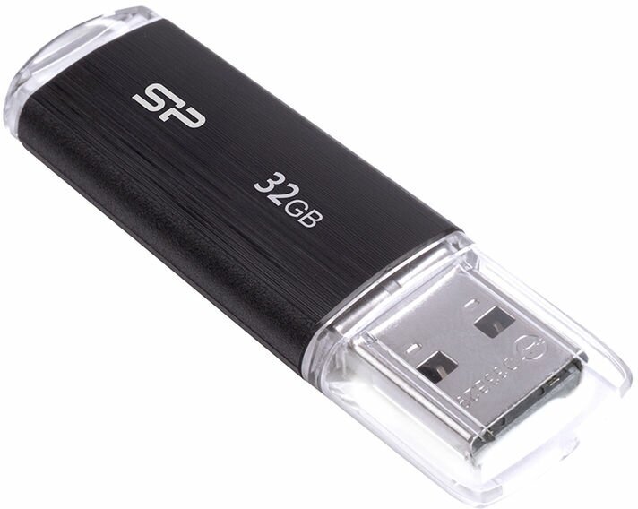 Флешка USB Silicon Power Ultima U02 32ГБ, USB2.0, черный [sp032gbuf2u02v1k]