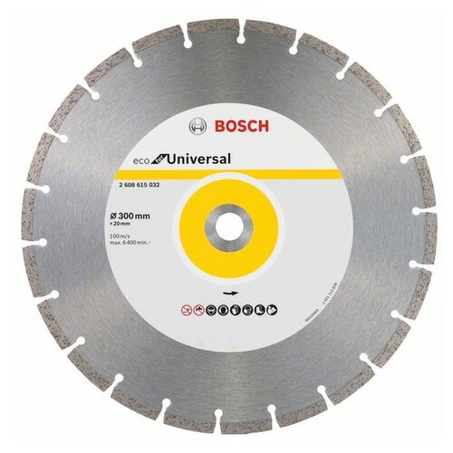 Диск алмазный BOSCH 2608615032 ECO Universal 300x20 мм диск алмазный bosch eco universal 125х22 2х2 0 мм сегментный