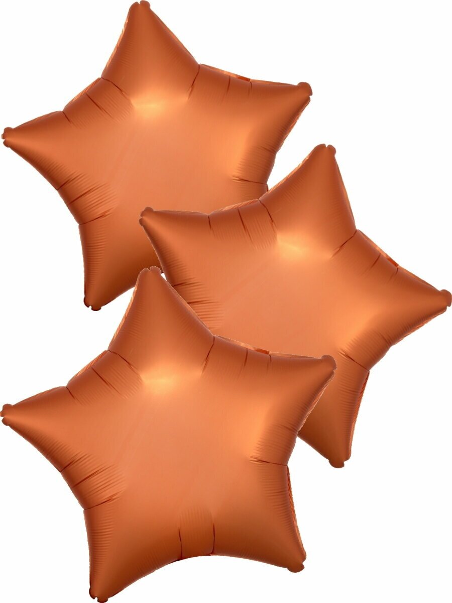Набор воздушных шаров Anagram звёзды Сатин, Оранжевый, 46 см, 3 шт