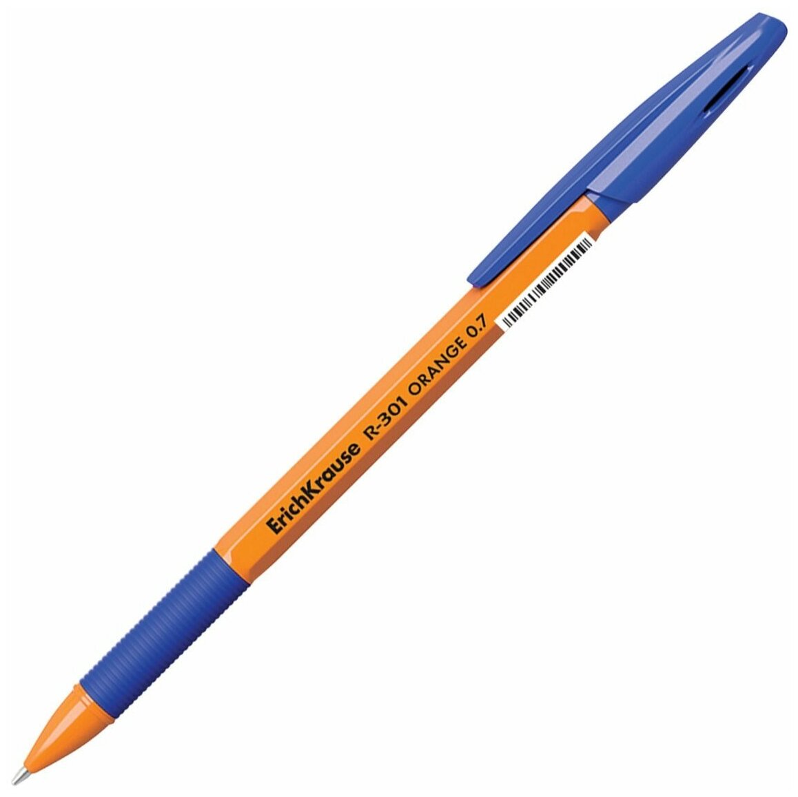 Ручка шариковая Erich Krause R-301 Grip, корпус оранжевый, 0,7 мм, линия 0,35 мм, упор, синяя (39531)