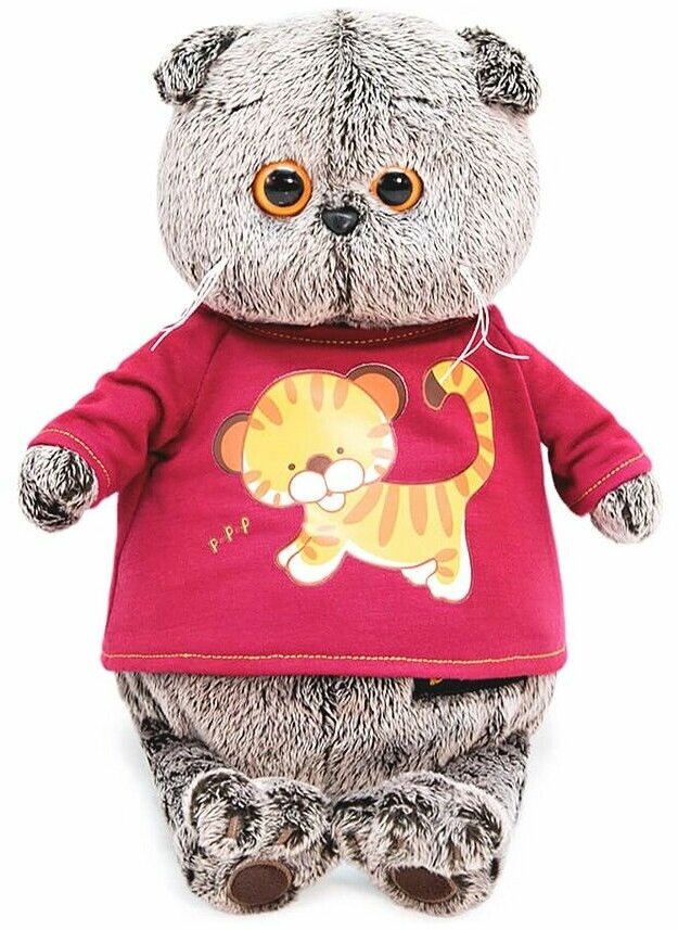 Мягкая игрушка Кот Басик в футболке с принтом Тигренок 22 см, Budi Basa Ks22-143