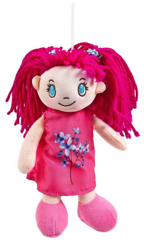 Кукла ABtoys Мягкое сердце, мягконабивная в малиновом платье, 20 см M6034
