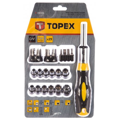 TOPEX 39D356, 29 предм., желтый/черный topex 79r441 черно желтый