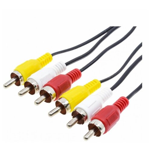 кабель 3rca 3rca rexant 17 0212 1 5м черный Кабель 3RCA (тюльпан)-3RCA (тюльпан) 1 м, черный