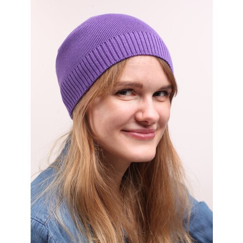 фото Шапка бини anru, размер универсальный, фиолетовый