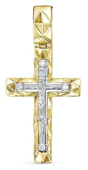 Крестик Бриллианты Костромы, красное золото, 585 проба, бриллиант