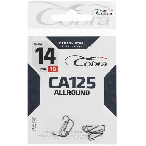 крючки cobra allround серые ca125 размер 006 10шт Крючки Cobra ALLROUND, серия CA125, № 14, 10 шт.