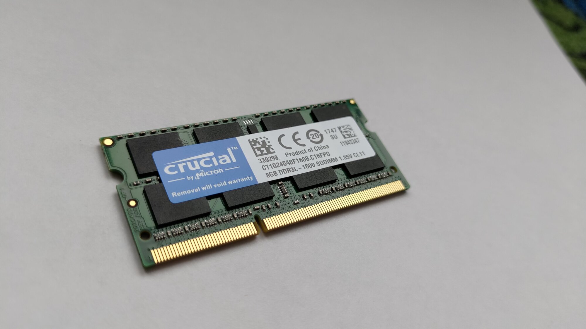 Оперативная память CRUCIAL DDR3L 8 ГБ 1600 MHz SO-DIMM PC3L-12800U 1x8 ГБ (CT102464BF160B. C16FPD) для ноутбука