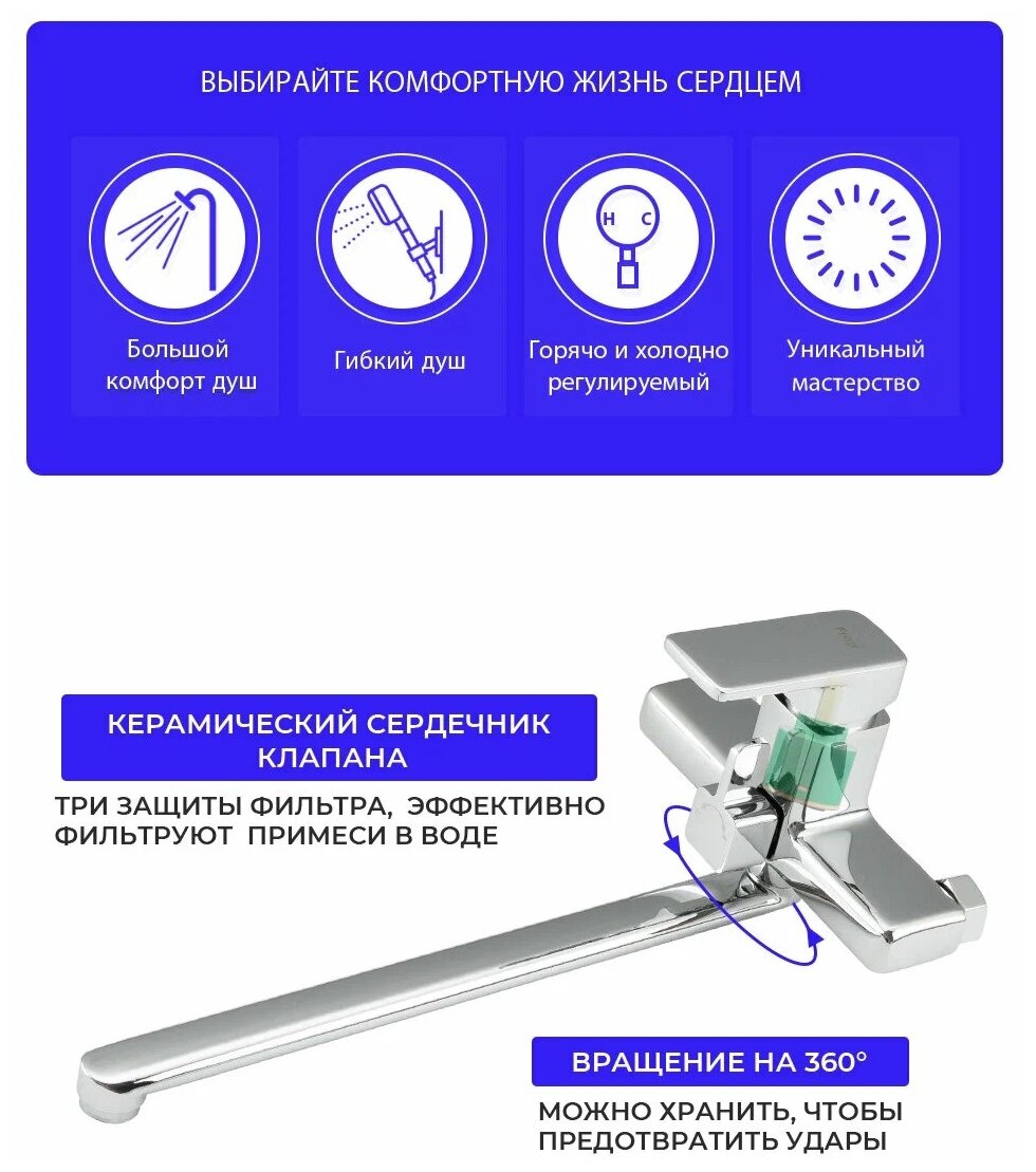 Смеситель для ванны Frap - фото №16