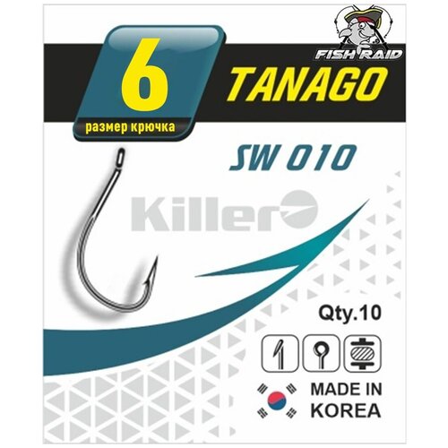 Крючки для рыбалки Killer TANAGO №6 9 шт Корея крючки для рыбалки удлиненные killer round 10 9 шт корея