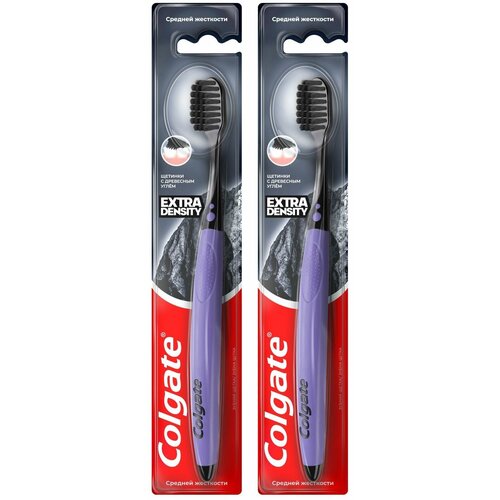 Colgate Зубная щетка Extra Density, средней жесткости, 2 штуки зубная щетка colgate extra density средней жесткости зелeный