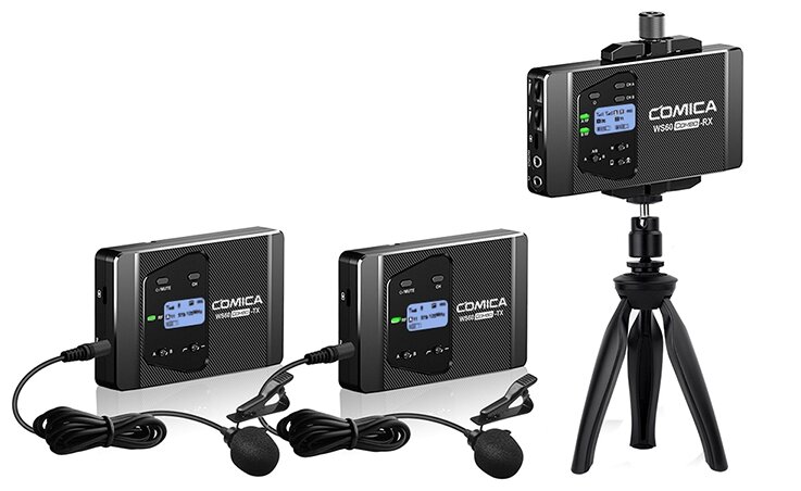 Микрофон COMICA CVM-WS60 COMBO (TX+TX+RX) Flexible Mini Wireless Microphone for Camera&Smartphone