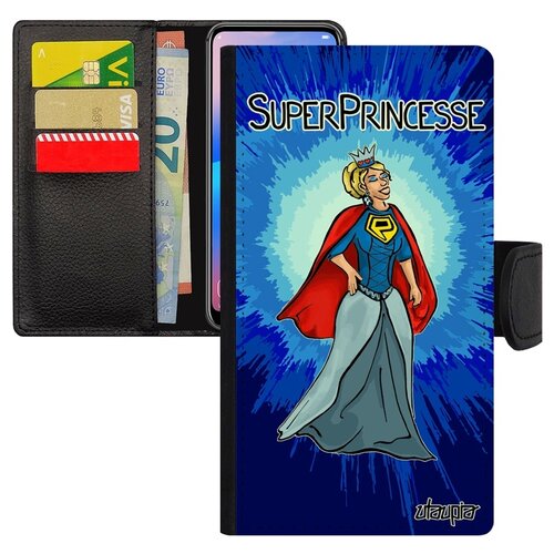 фото Чехол-книжка на смартфон iphone x, "суперпринцесса" рисунок комичный utaupia