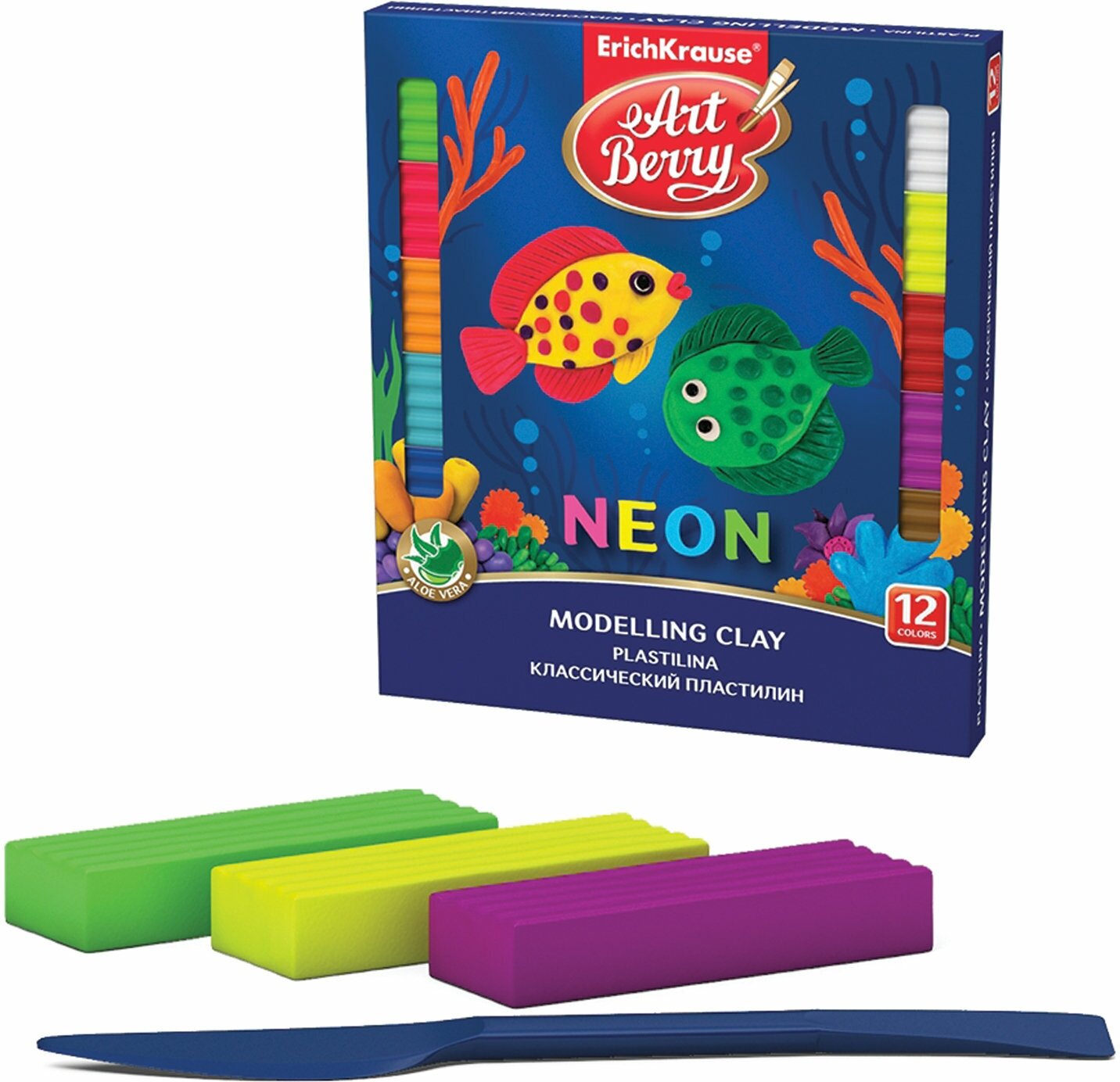 Пластилин Artberry классический Neon, 12 цветов, 216 г, со стеком (41767)