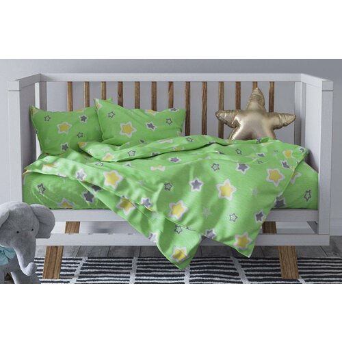 Детское постельное белье бязь звездочки вид 3 зеленый Ясли (в детскую кроватку)