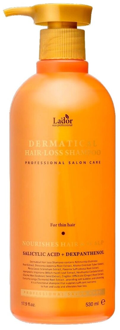 Шампунь против выпадения для тонких волос Lador Dermatical Hair-loss For Thin Hair Shampoo 530 мл