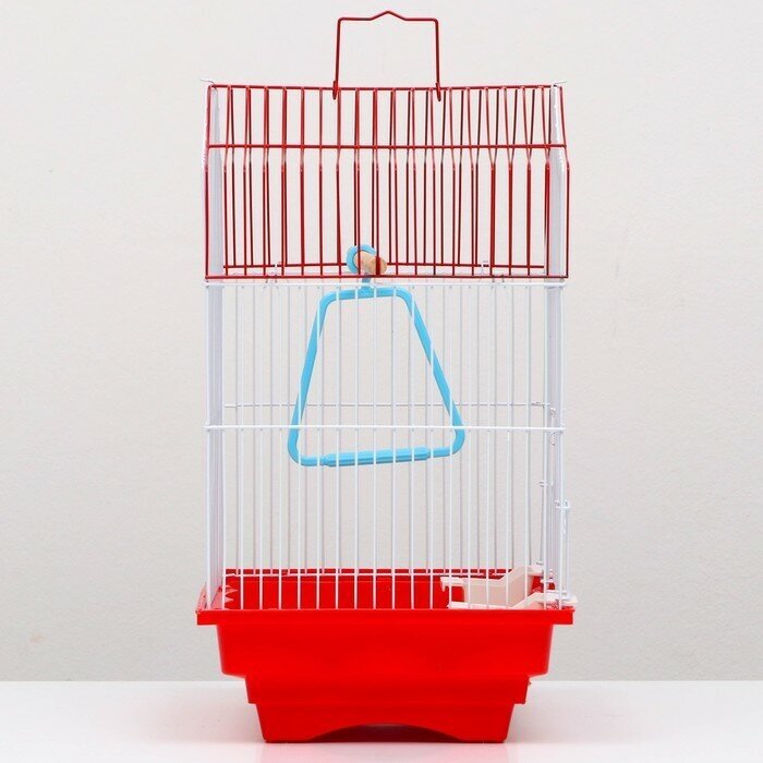 Пижон Клетка для птиц укомплектованная, 30 х 23 х 39 см, красная - фотография № 2