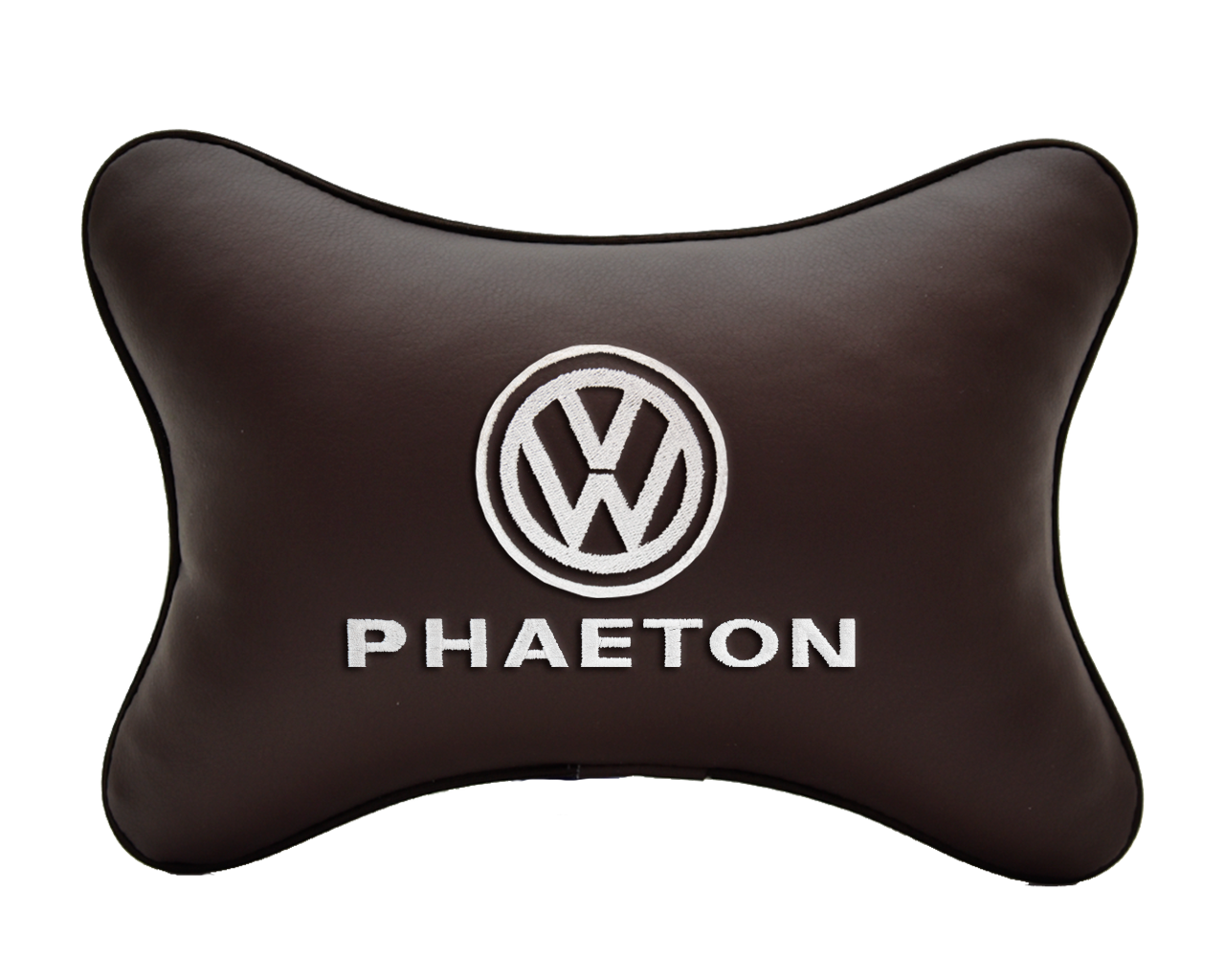 Подушка на подголовник экокожа Coffee с логотипом автомобиля VOLKSWAGEN PHAETON