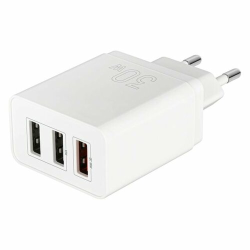 Сетевое зарядное устройство TFN x3 USB-A + QC 3.0 30W, белый (TFN-WCRPD25) беспроводное зарядное устройство tfn magtrio