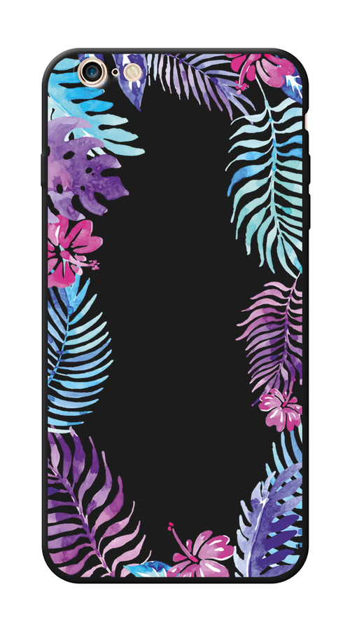 Матовый силиконовый чехол на Apple iPhone 6 Plus/6S Plus / Айфон 6 Плюс/Айфон 6С Плюс Пальмовые ветви арт, черный
