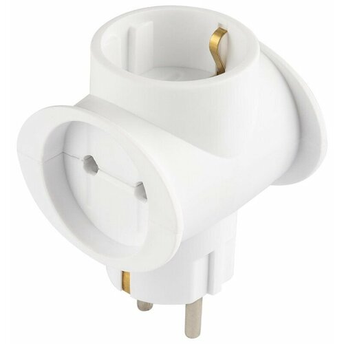 Разветвитель Веллконт ТС-3 «Викей» 1 гн. с/з, 2 гн. б/з,16А, ТС-3У-1з, белый