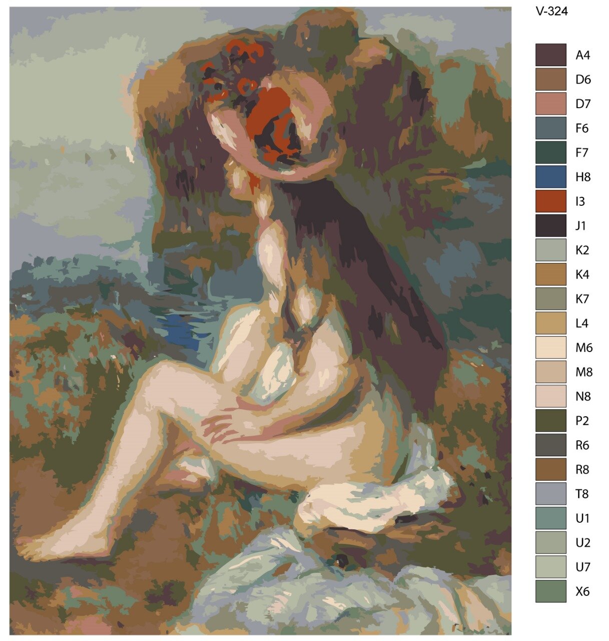Картина по номерам V-324 "Пьер Огюст Ренуар. Обнаженная", 40x50 см