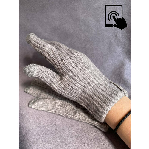 фото Перчатки kim lin, демисезон/зима, шерсть, вязаные, сенсорные, размер 7, серый