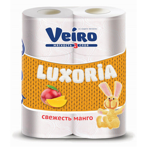 Бумага туалетная. VEIRO LUXORIA AROMA Манго, 3-сл, 6шт в упаковке, 15м