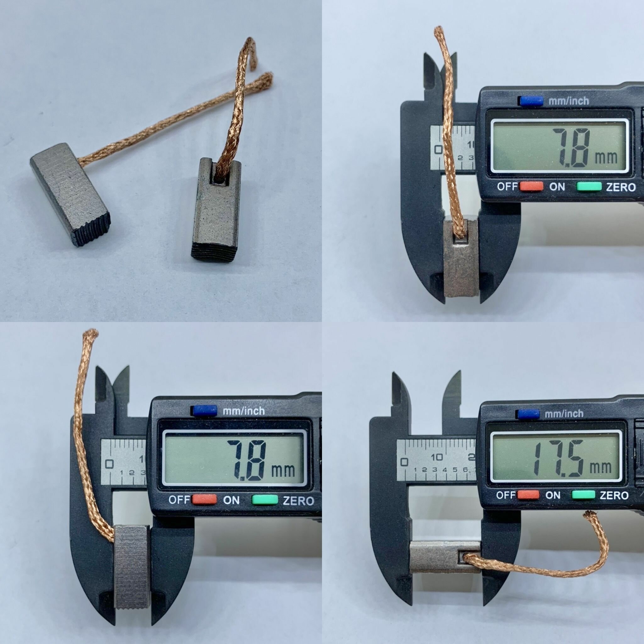 Щетки 8*8*17.5 меднографитовые для мотора отопителя печки (провод с боку) комплект 2 штуки