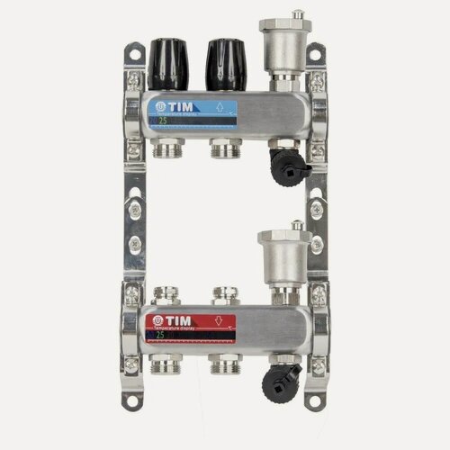 Изображение товара Коллекторная группа 1" - 3/4" евроконус 2 отвода, нержавеющая сталь