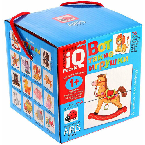 фото Iq пазл "вот такие игрушки", игра-головоломка для малышей 1+, найди пару, 14 пазлов (28 картинок-половинок), развитие логики, мелкой моторики и пространственного мышления айрис-пресс