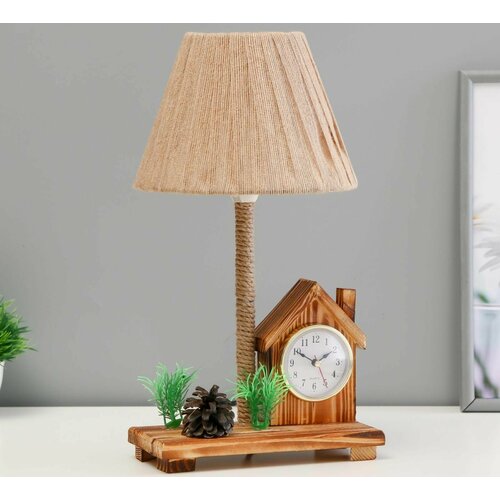 Настольная лампа с часами Дом Е14 15Вт 19х18х35 см 2930₽