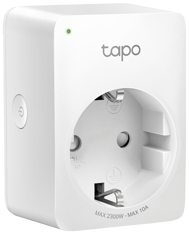 TP-Link Tapo P100 (1-pack) Умная мини Wi-Fi розетка, 220–240 В, максимальная нагрузка 10 А, 50/60 Гц, Wi-Fi 2,4 ГГц