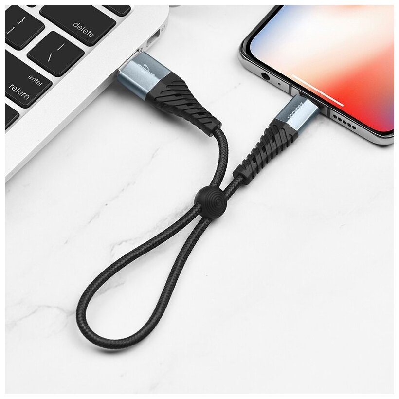 USB дата кабель Lightning, HOCO, X38, 25см, черный — фото 1